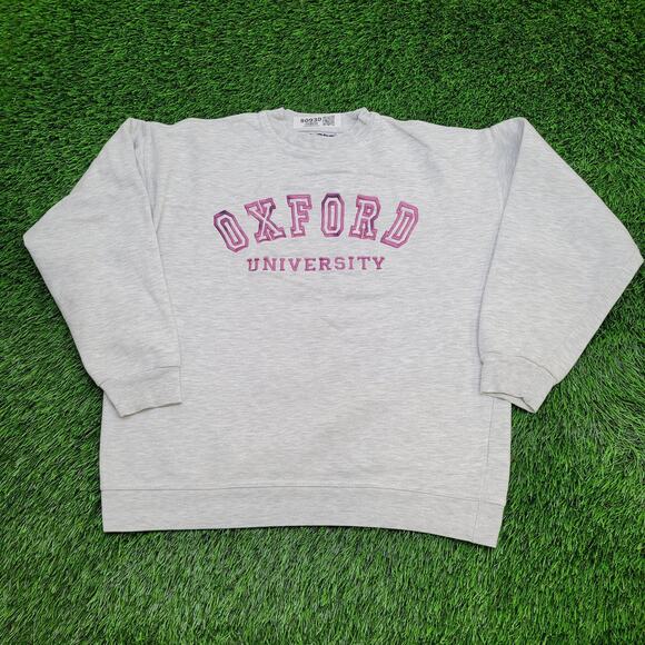 Vintage Oxford University Sweatshirt Womens Large 23x23 Crop - Picture 1 of 14